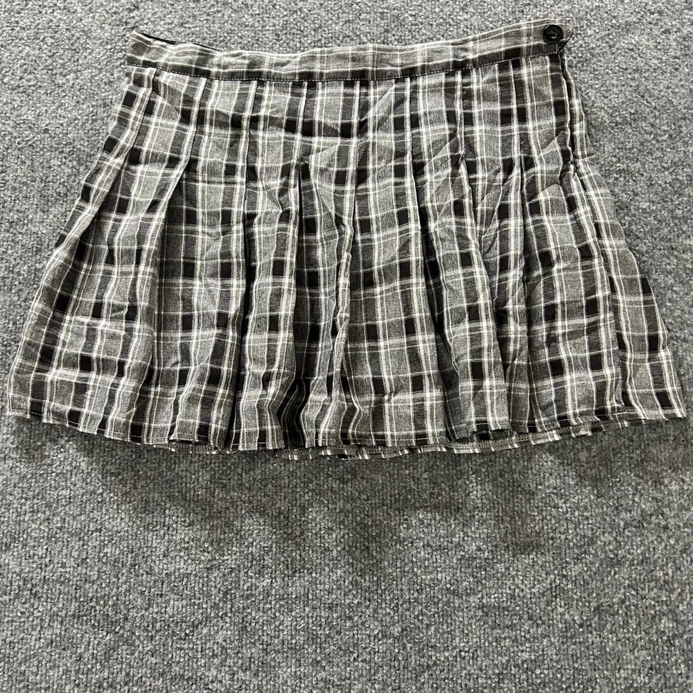 Fashion & Lyt Skort Womens Size XXXL Gray Plaid Pleated Mini Side Zip Schoolgirl